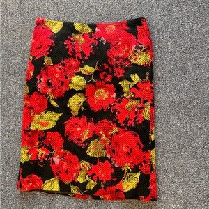 Talbots Red and Black Floral Pencil Skirt size 8